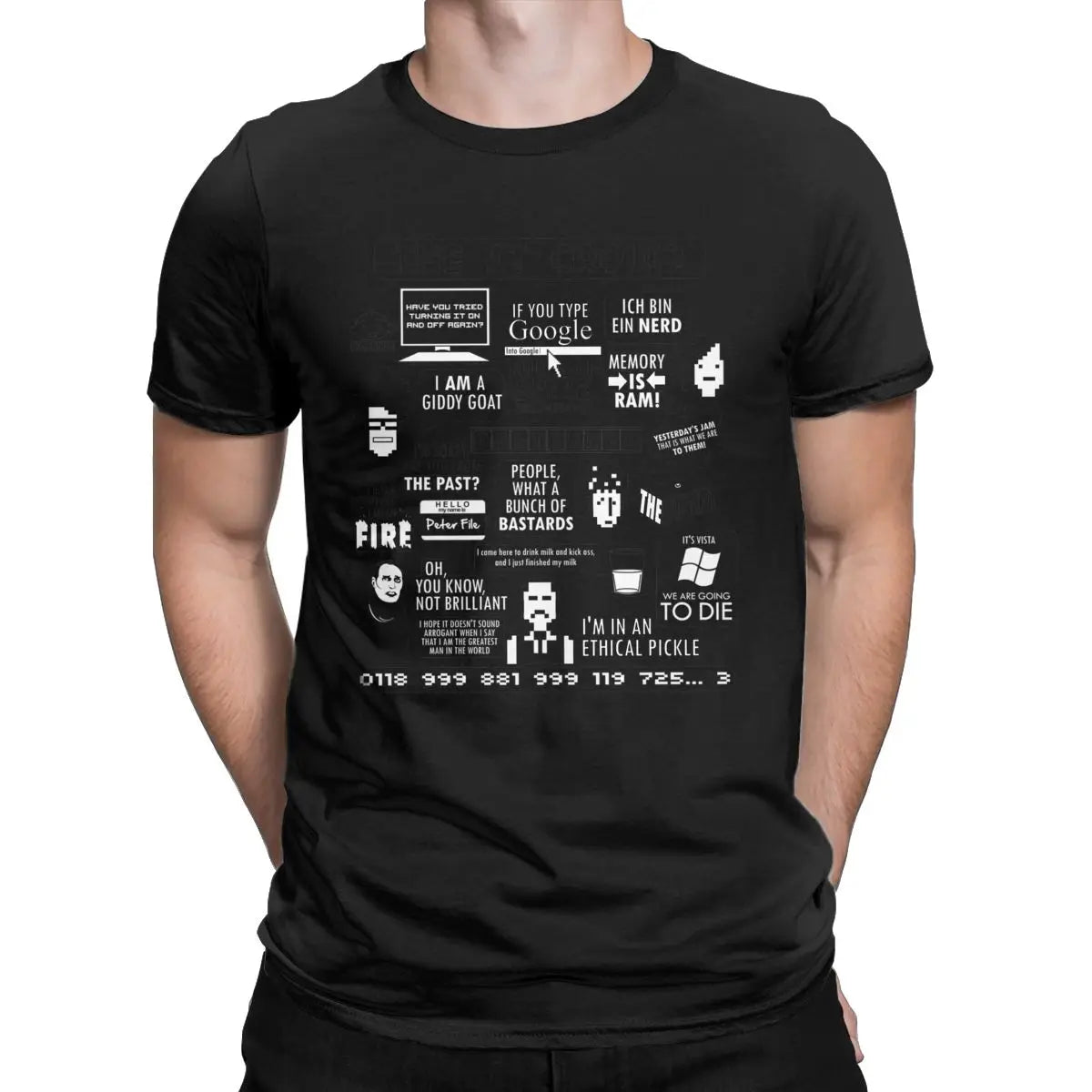 Men T-Shirts The IT Crowd Quotes Unique Pure Cotton Tee Shirt Short Sleeve Computer Programmer T Shirts Crewneck Clothes Graphic