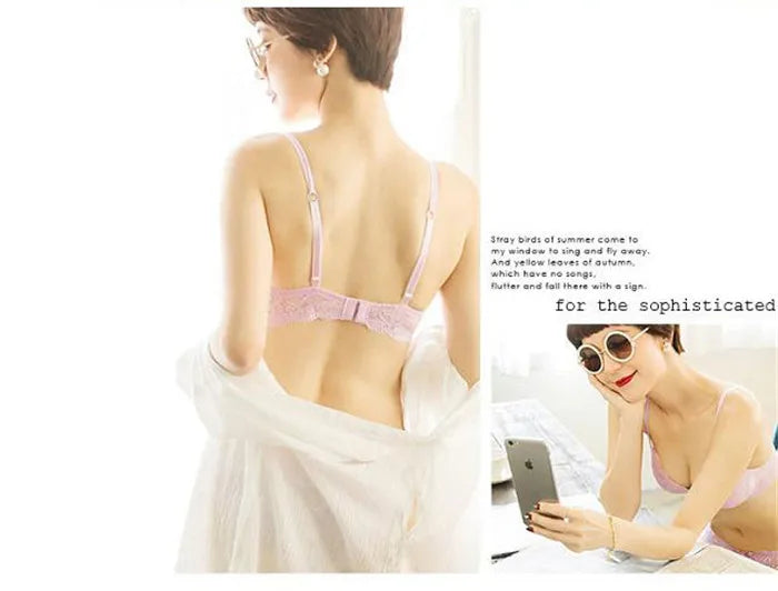 European Style Sexy Bra Set Women Cotton Underwear Sexy Lace Panties Female Push Up Brassiere Fashion Solid Color Lingerie Set