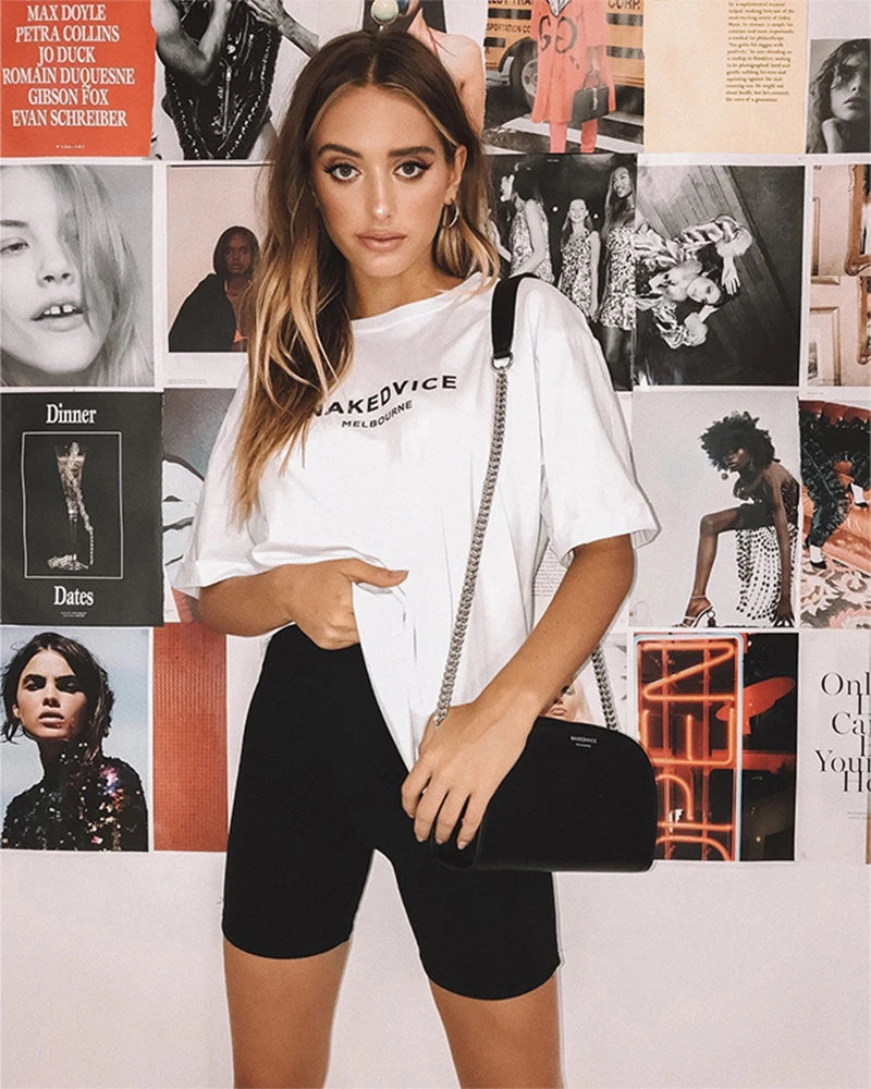 Women Thin Shorts For Summer Fitness High Waist Fashion Cycling Bike Shorts Female Black Slim Knee-Length Bottoms Stretch Shorts