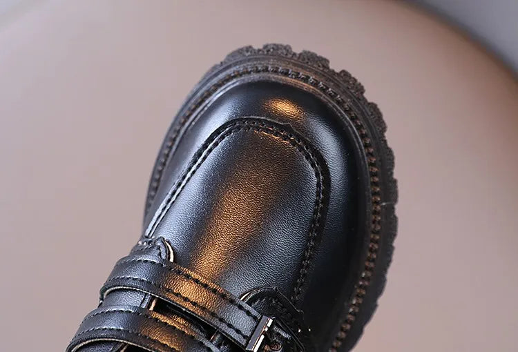 Kids Autumn Leather Shoes Casual Leisure School Boys Girls Single Shoe Size 21-30 Toddler Black Brown Round Toe Childern Shoe