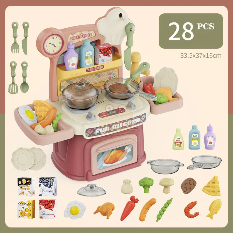 Kids Kitchen Toys Simulational Dinnerware Pretend Play Chef Game Role Play Cooking Food Table Educational Toy For Children Gift