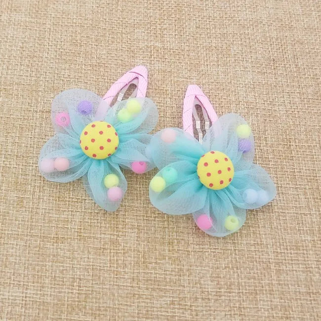 2PCS/lot Hot Sale Children New Hair Clips Cute  Flowers Safety Barrettes BB Clip Little Girls Gifts Kids Hair Accessories