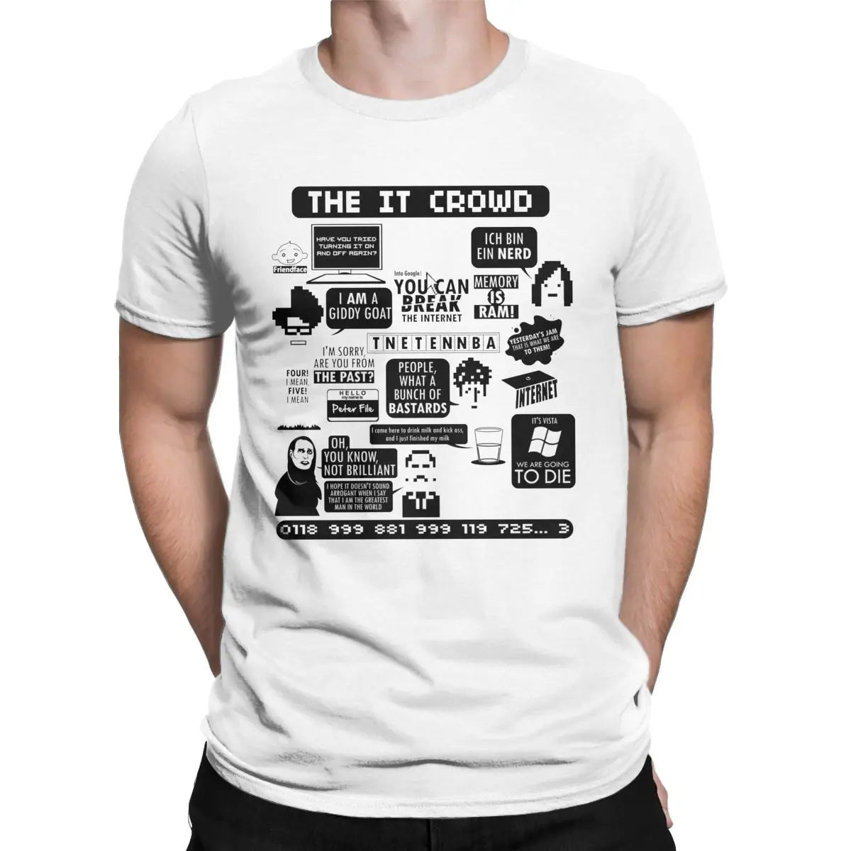 Men T-Shirts The IT Crowd Quotes Unique Pure Cotton Tee Shirt Short Sleeve Computer Programmer T Shirts Crewneck Clothes Graphic