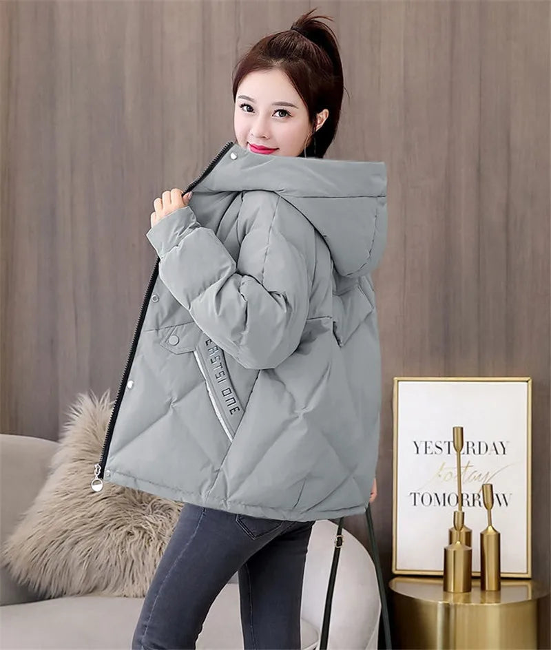 Women's Jackets 2022 New Women Parkas Winter Jacket Hooded Loose Cotton Padded Parka Female Casual Oversize Puffer Coat Outwear