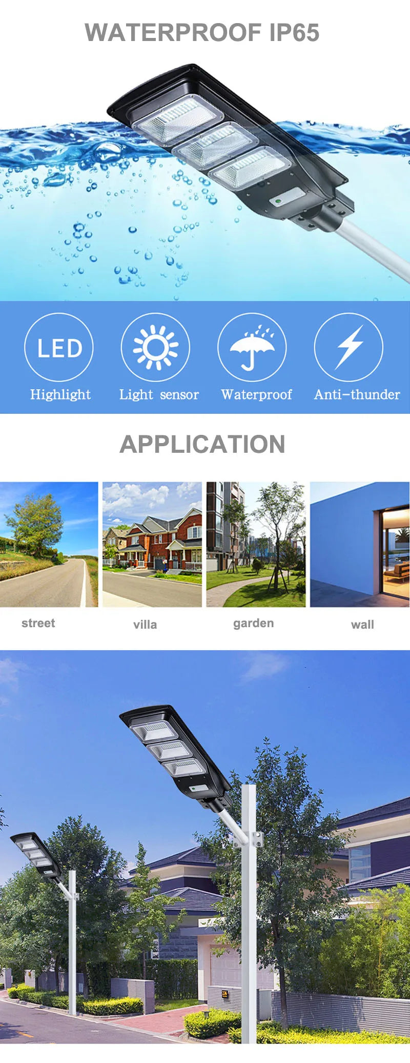 Solar Street Lights Outdoor Lights for Garden Waterproof IP65 Road Solar Powered Lantern Wall Lamp 20W 40W 60W High Brightness