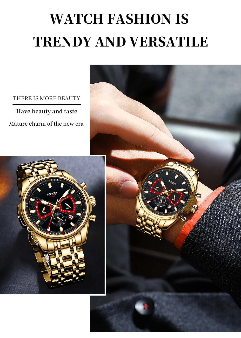 NIBOSI Brand Mens Watches Brand Luxury Military Sports Chronograph Waterproof Quartz Watch For Men Wristwatch Reloj Hombre