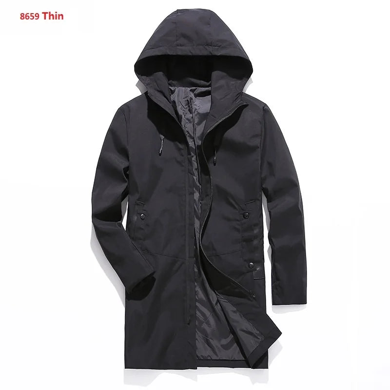 Men Jackets Autumn Winter Men's Trench Coat Men Casual Thicken Warm Hooded Jacket Male Windbreaker Outerwear Jaquet Man coat 6XL