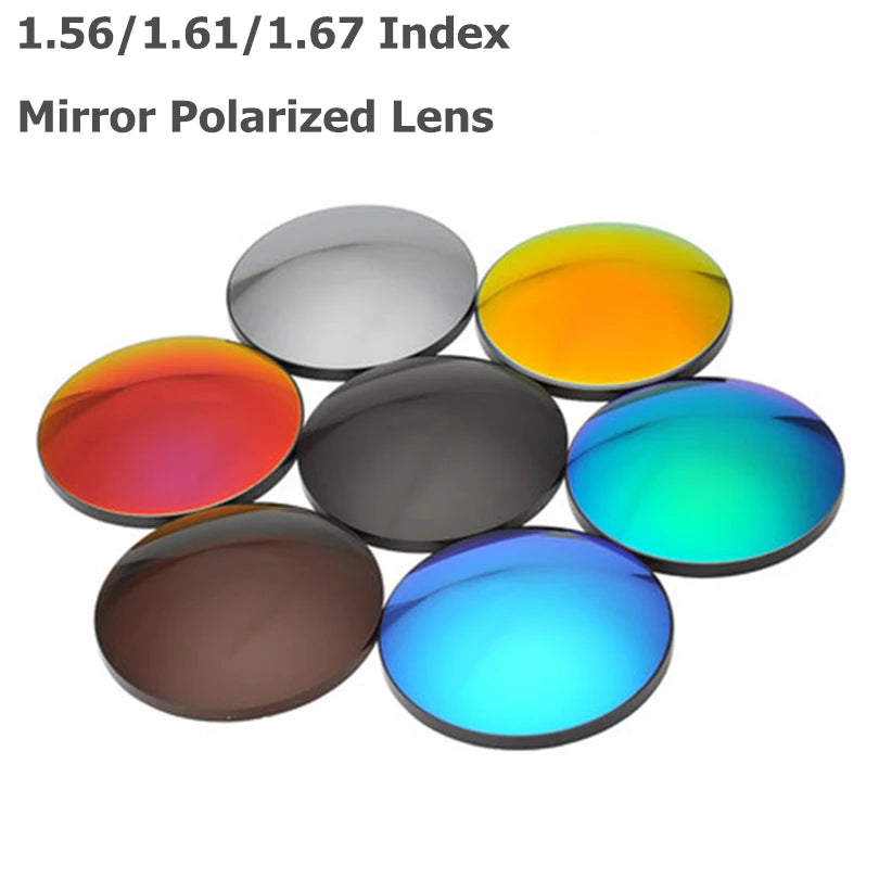 Polarized Sunglasses Prescription Lens 1.56 1.61 1.67 Aspheric Sun Glasses Lenses Myopia Optical UV400 Mirror Colourful Coating