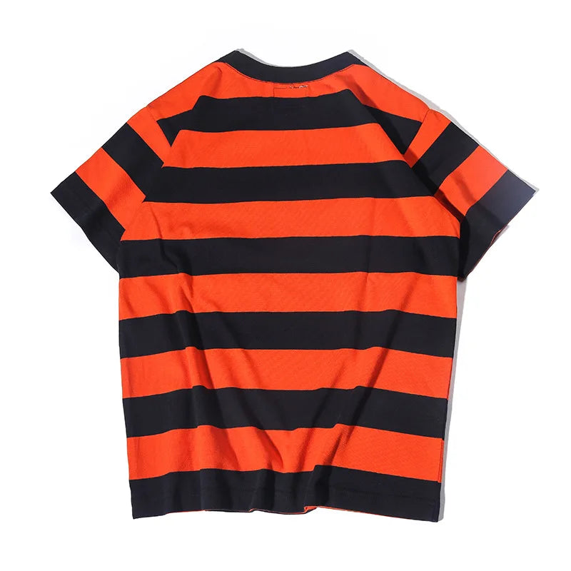 Summer Fashion Short Sleeve T-shirts For Men Classical Zebra Striped Heavy Thick Tees Male Casual Large Size Loose Pullover Tops