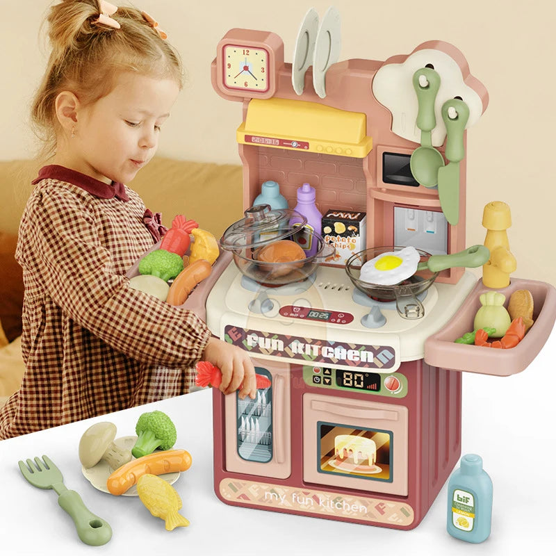 Kids Kitchen Toys Simulational Dinnerware Pretend Play Chef Game Role Play Cooking Food Table Educational Toy For Children Gift