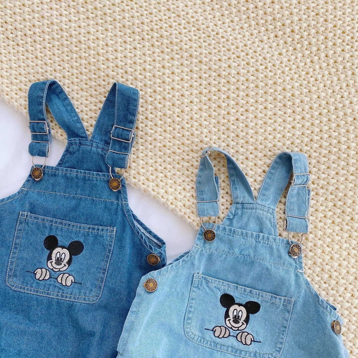 Mickey Mouse Newborn Baby Clothes Summer 2021 Girls Boy Cowboy Children Rompers Disney Cartoon Jumpsuit Sling Strap Kids Outfits
