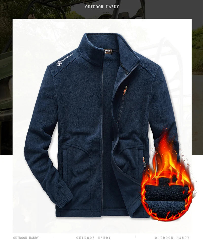 BROWON Brand Men Jackets 2025 Spring and Autumn New Men Fleece Jacket Solid Color Stand Collar Polar Fleece Jacket Men Clothing