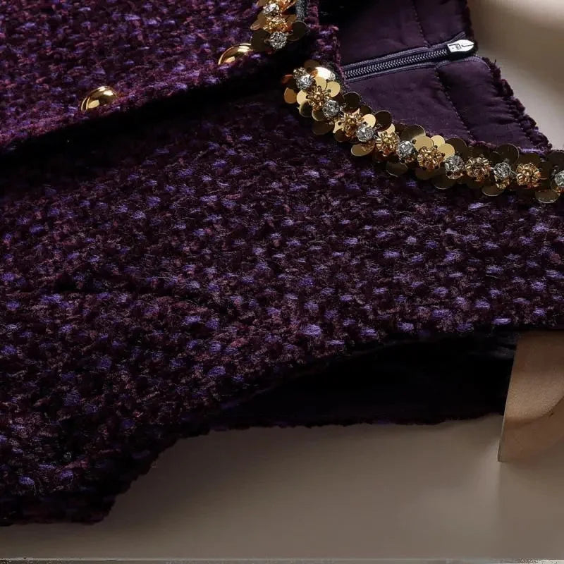 Womens Dresses Small Fragrant Tweed Vest Skirt Beaded Sequined Tweed A word Loose Dress 2025 Spring and Autumn new Women's Dress