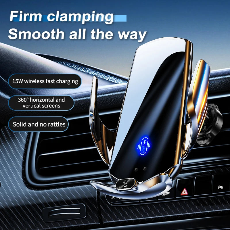 Universal All Mobile Phone Charging Car Phone Holder Wireless Charger Automatic Car Cell Phone Holder Vent Clip Accessories