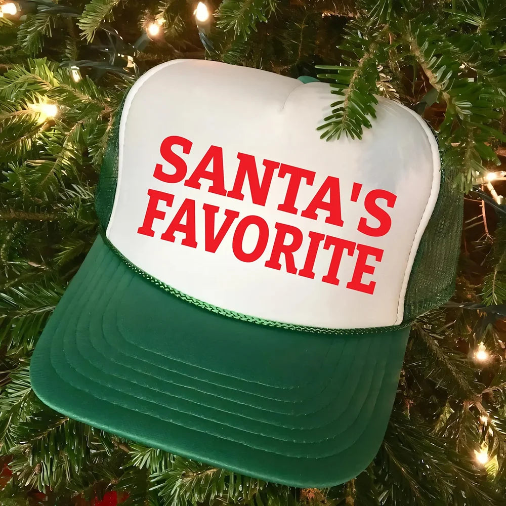 Santa's Favorite Christmas Trucker Hat Santa Claus Adult Gift Winter Holiday Fun Accessories Christmas Daily Supplies New Year