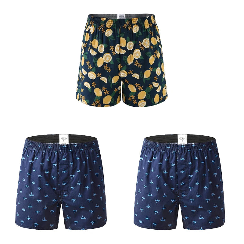 3PCS Men Shorts Boxers Mens Underwear Cotton Loose Shorts Male Plain Underwear Homewear Comfortable Boxer for Man Mens Panties