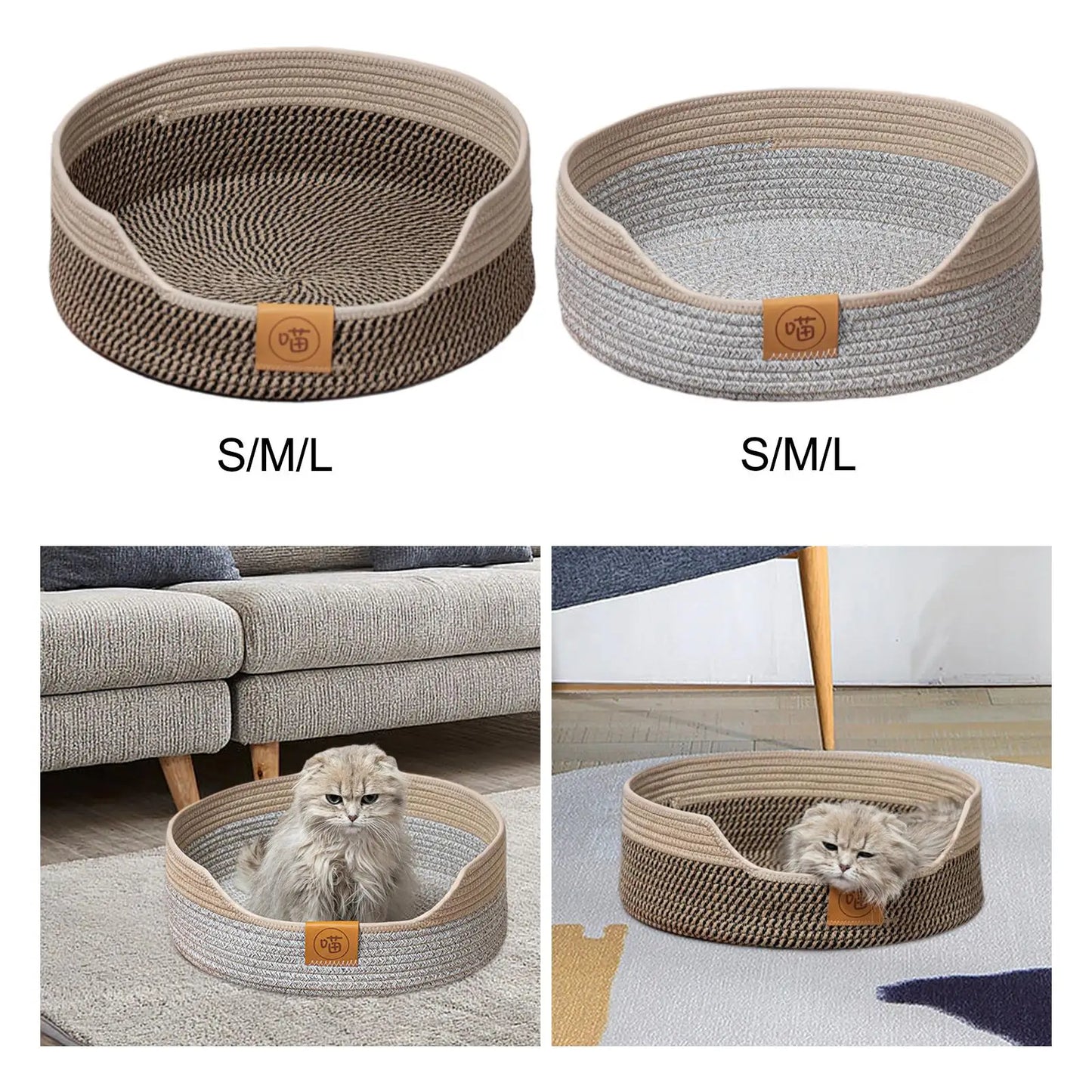Woven Cat Bed Basket Cat Scratcher Lounge Bed Pet Accessories Breathable Durable Portable Scratch Resistant Sleeping Bed Nest