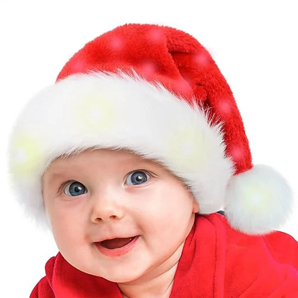 Christmas Hat Merry Christmas LED Light Hat New Year Ligthed Hat Red Santa Claus Hat for Kids Adult Xmas Gift Christmas decor