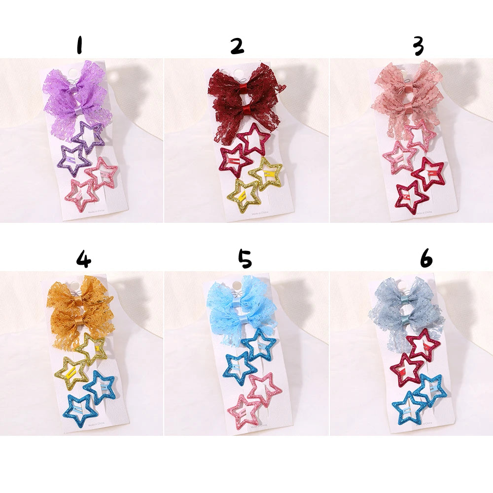 Kids Fresh Hair Clip Set Flower Printe Sweet Butterfly Hairpins Children BB Hair Bangs Clips Barrettes Girl Accessories Headwear