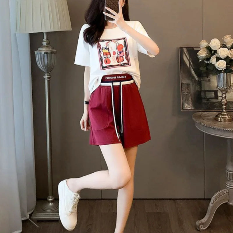 Woman Shorts Top and Bottom Short Sets for Women 2 Pieces Casual Two-piece Stylish Novelty In New Coordinated Matching Full Kit