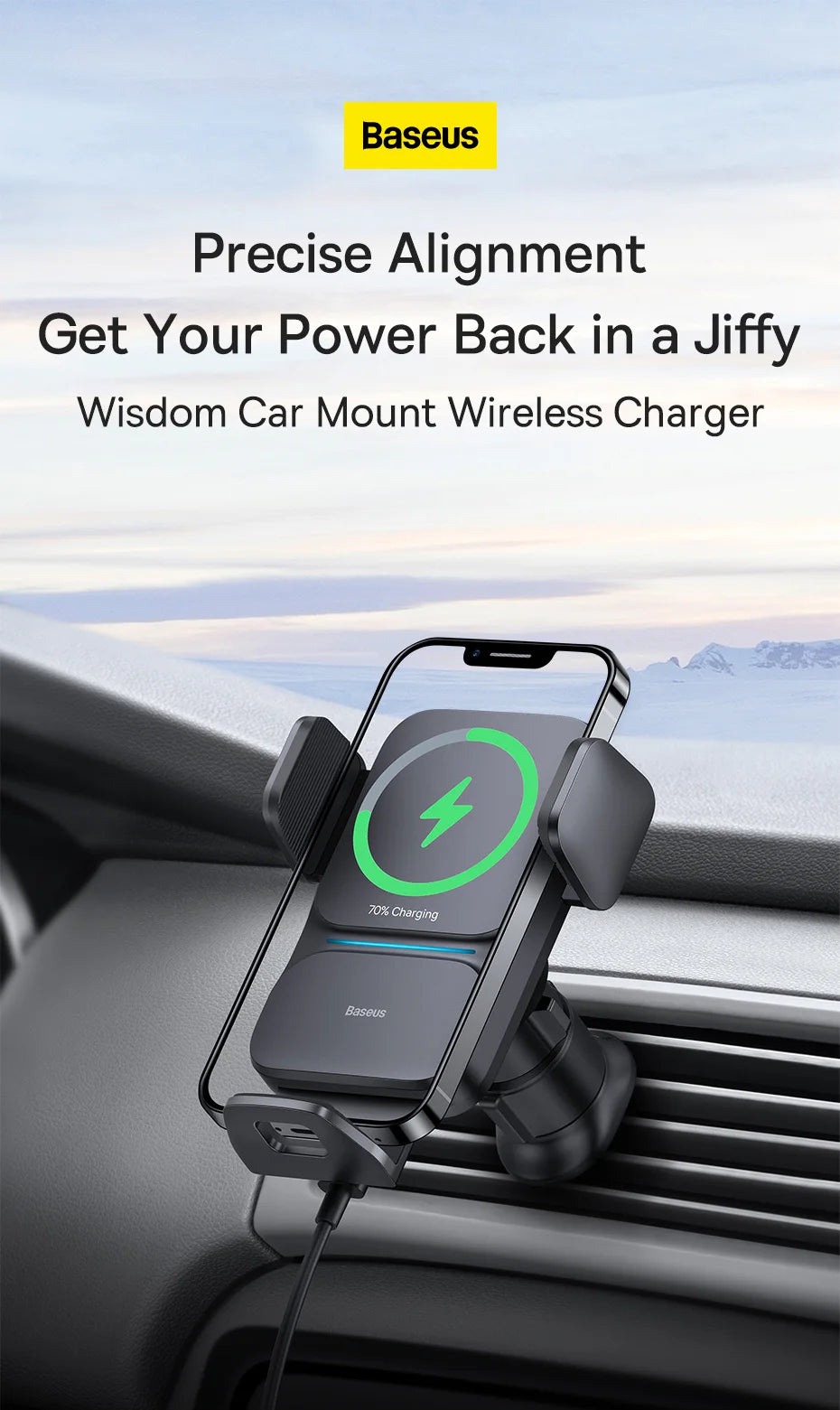 Baseus Qi 15W Wireless Car Phone Charger Holder Mount Bracket Fast Charging Holder For Samsung iPhone Car Phone Holder Mount