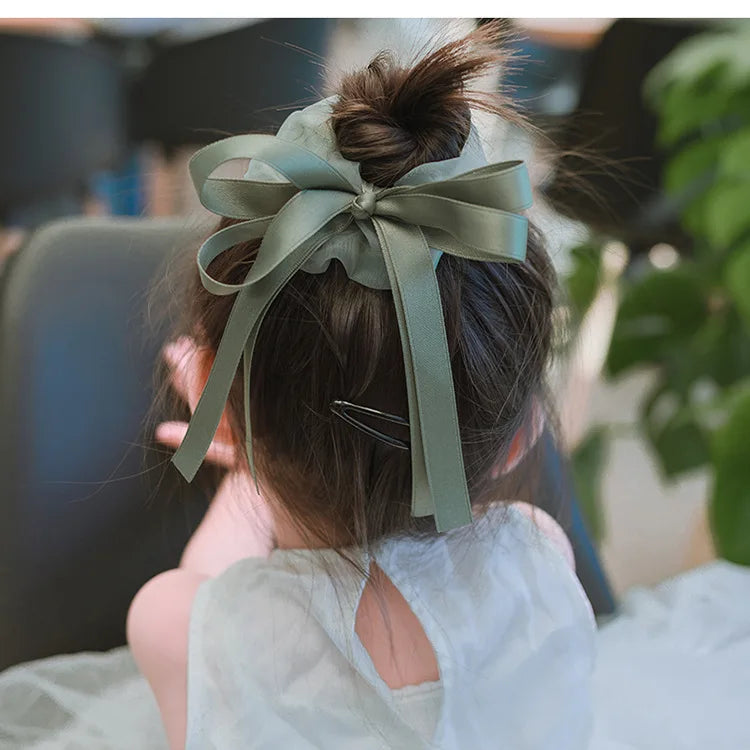 Children's Bow Hair Band Sweet Hair Rope French Large Intestine Ring Solid Color Headband Headwear Girls Kids Hair Accessories