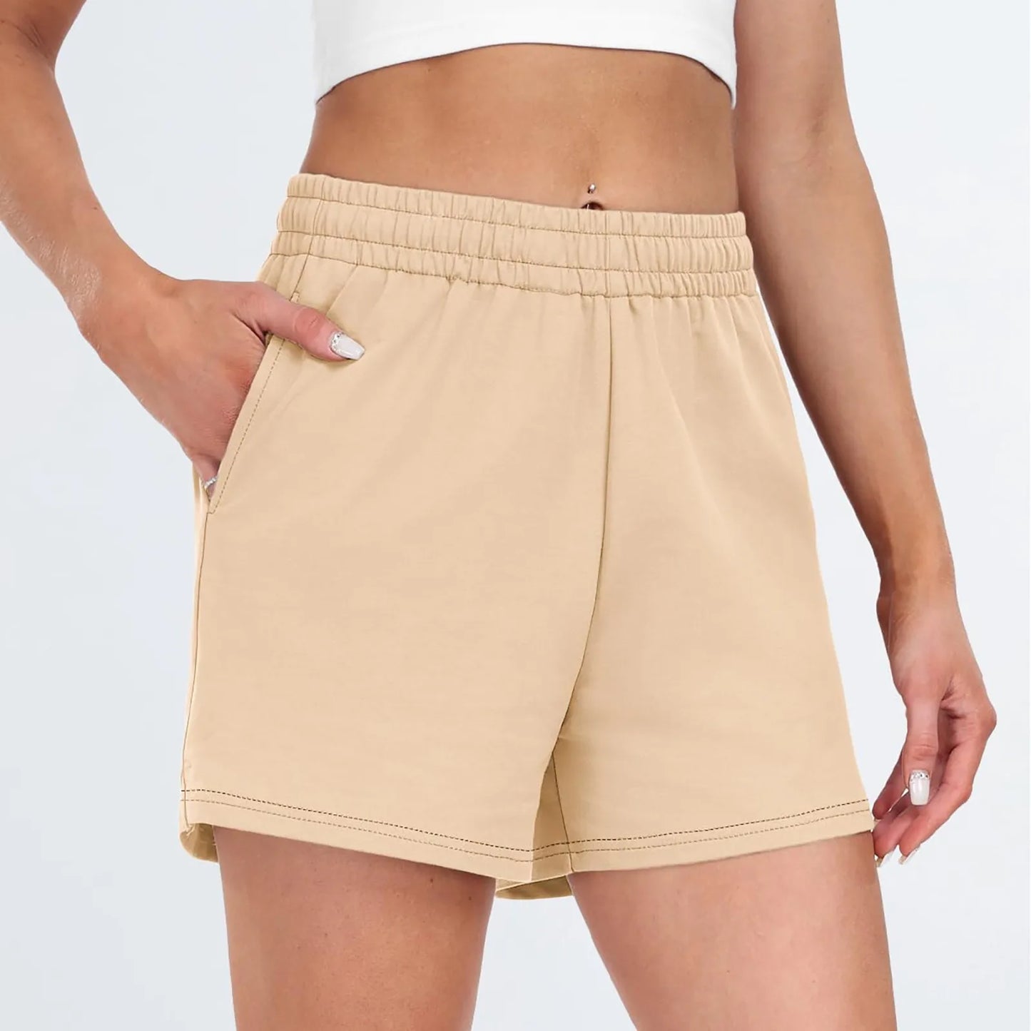 Women's Shorts Casual Summer Comfy Elastic High Waist Running Shorts With Pockets pantalones de mujer 바지 2024 한국인 후기 많은 옷