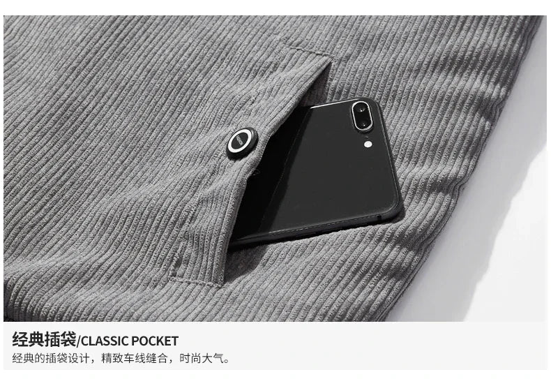 Autumn Winter New Men Jacket Fleece Thickening Corduroy Coats Men Jackets Casual Coat Men's Business Coats Mens Parka