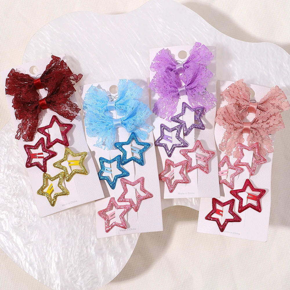 Kids Fresh Hair Clip Set Flower Printe Sweet Butterfly Hairpins Children BB Hair Bangs Clips Barrettes Girl Accessories Headwear