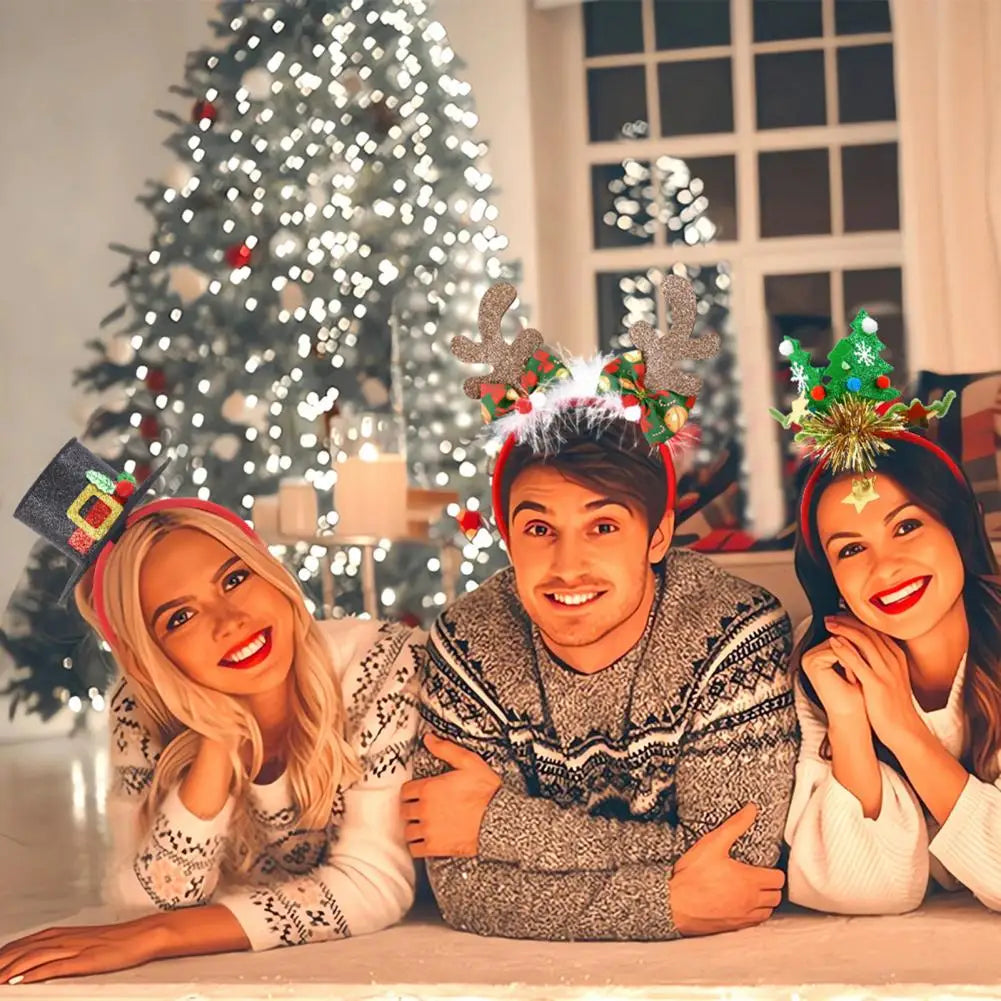 Christmas Headbands Snowman Reindeer Antler Headband Santa Hat Antlers Hair Hoop Plastic Festive Holiday Headbands