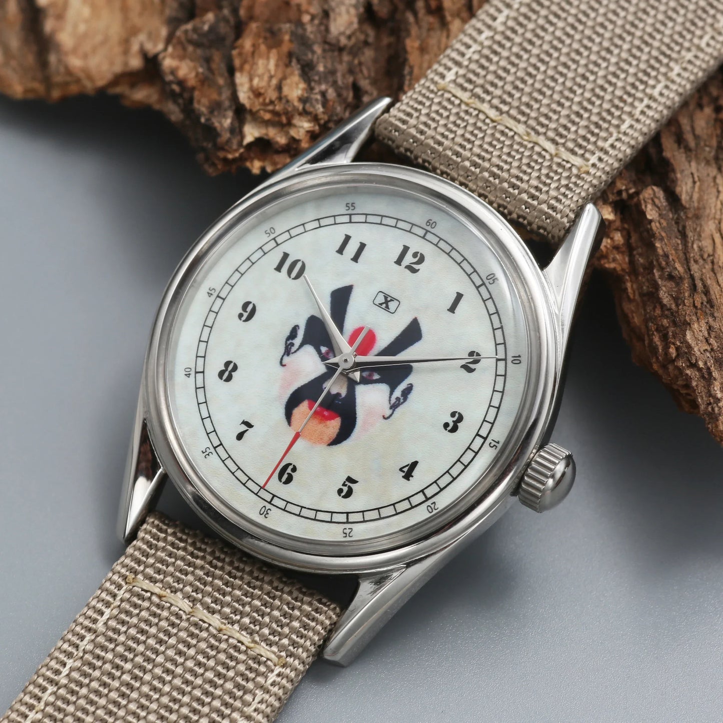 Chinese Traditional Sichuan Opera Watch 38MM Men's Mechanical Timepiece Enamel Dial Shanghai 7120 Manual Movement Gift for Men