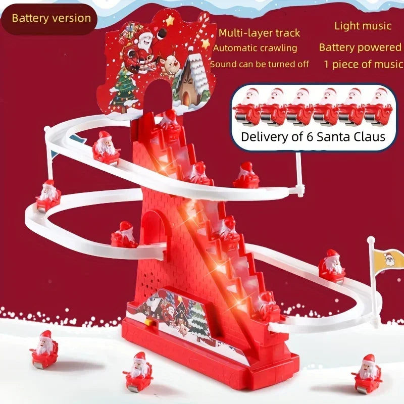 Christmas Climbing Slide Track Toy With Music Light Interactive Roller Coaster Educational Play Gift For Kids Home Decor