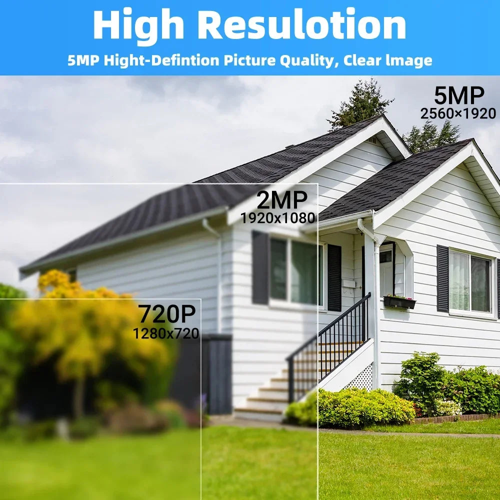 2K 5MP Solar Security Camera Wireless Outdoor Color Night Vision Battery Powered 2.4G WiFi, PIR, Waterproof, Two-Way Alexa