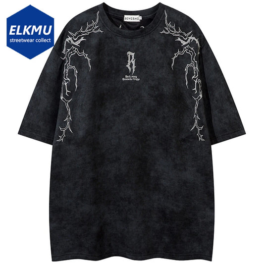 Hip Hop Harajuku Men T Shirts Embroider Vintage Loose Tee Tops Streetwear Oversized T-shirt