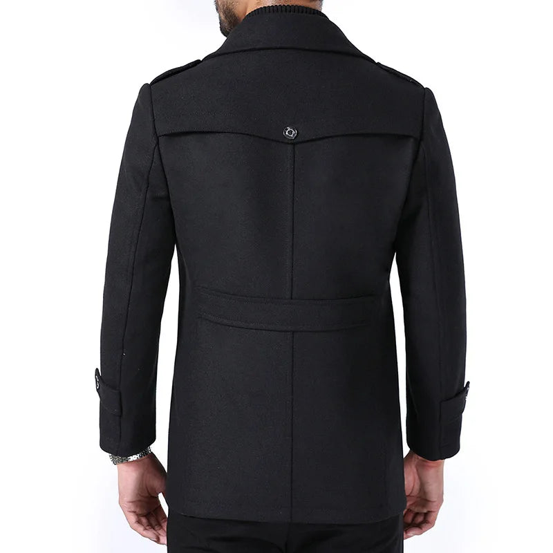 Winter Business Casual Wool Coat Men jackets Men's Woolen Coats Fashion Thicken Mid Length Trench Solid Warm Outerwear