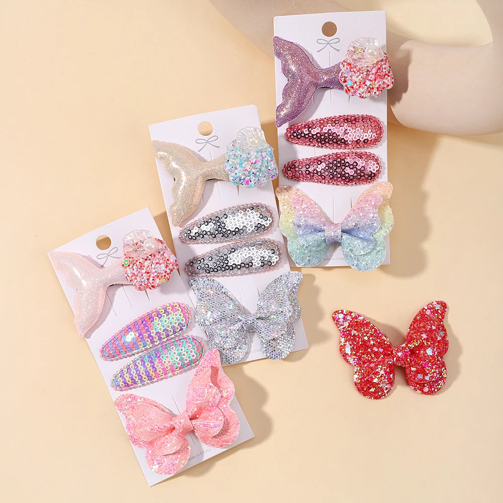 Kids Fresh Hair Clip Set Flower Printe Sweet Butterfly Hairpins Children BB Hair Bangs Clips Barrettes Girl Accessories Headwear