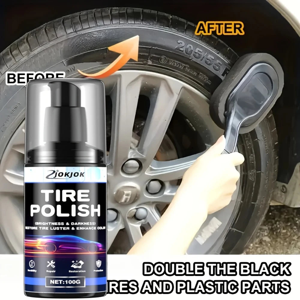 Car Plastic Tire Polish, Refurbishing Car Blackening Paste, Multi-purpose use for restoration and renewal. Maintains a lasting g