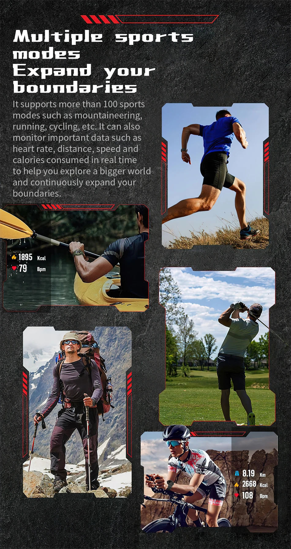 For Xiaomi Military Sports Smart Watch Men 100+Sports Fitness Flashlight Compass Heart Rate Bluetooth Call Waterproof Smartwatch