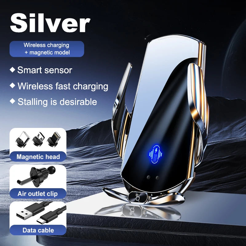 Universal All Mobile Phone Charging Car Phone Holder Wireless Charger Automatic Car Cell Phone Holder Vent Clip Accessories
