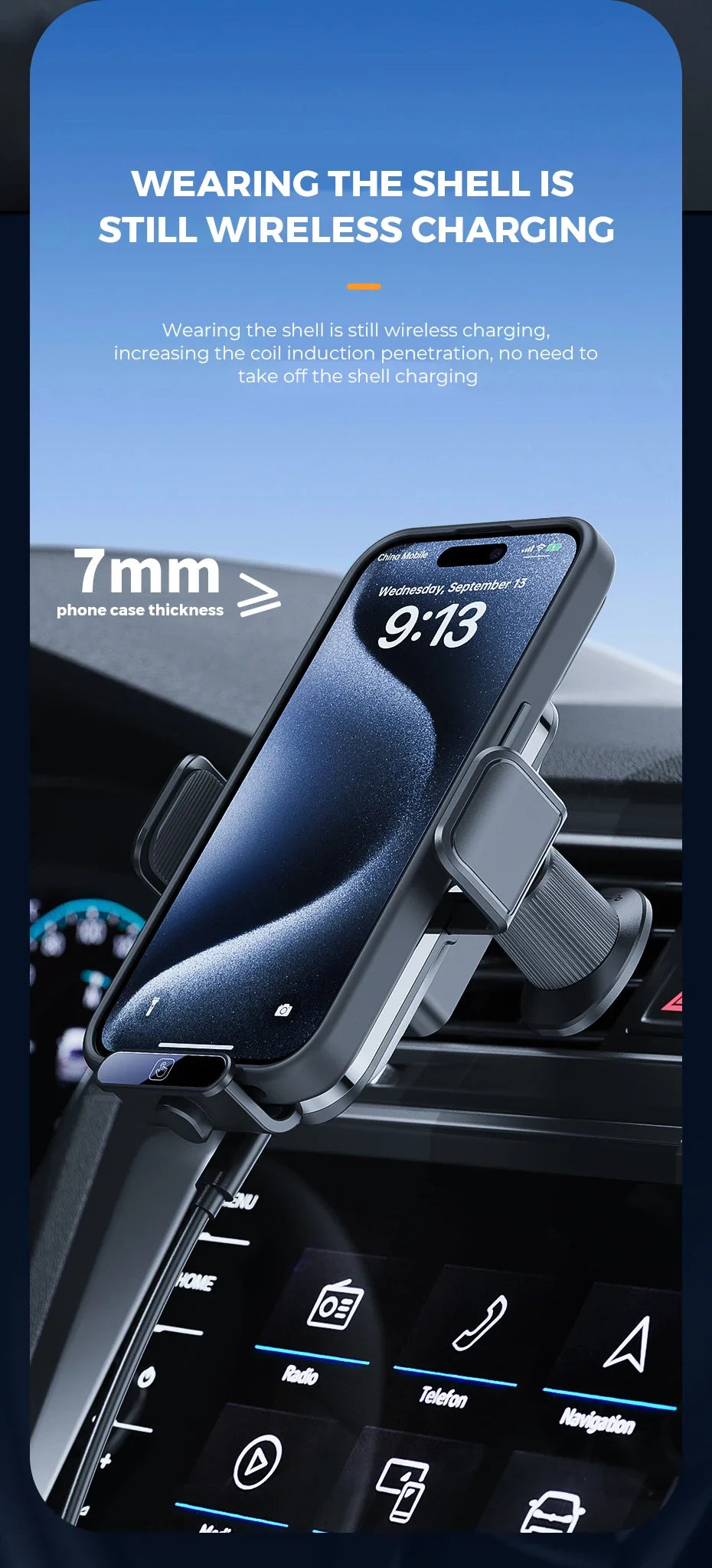 Wireless Car Charger, Fast Charging Phone Holder BothLin 3 in 1 Phone Mount Auto Clamping Car Accessories