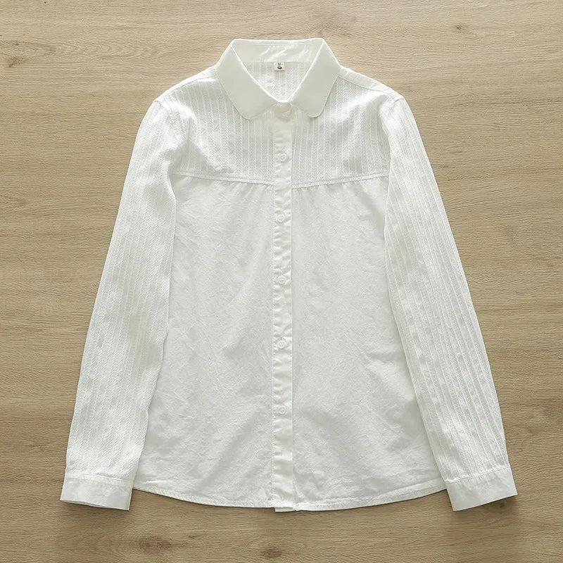 Casual Cotton Solid Colors White Shirt Women 2024 Spring New Woman Long Sleeve Blouse Tops Simple Fine Office Lady Clothes