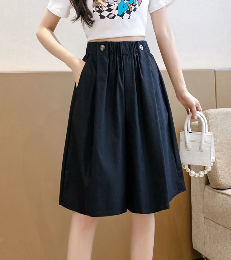 Shorts for Women Culotte Half Wide Knee Length High Waist Skirt Pants Mid Short Woman Bermuda Designer Wholesale Casual Design