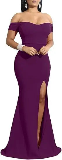 Evening Dresses فساتين سهرة Elegant Women's Off Shoulder High Split Long Formal Party Dress Evening Gown