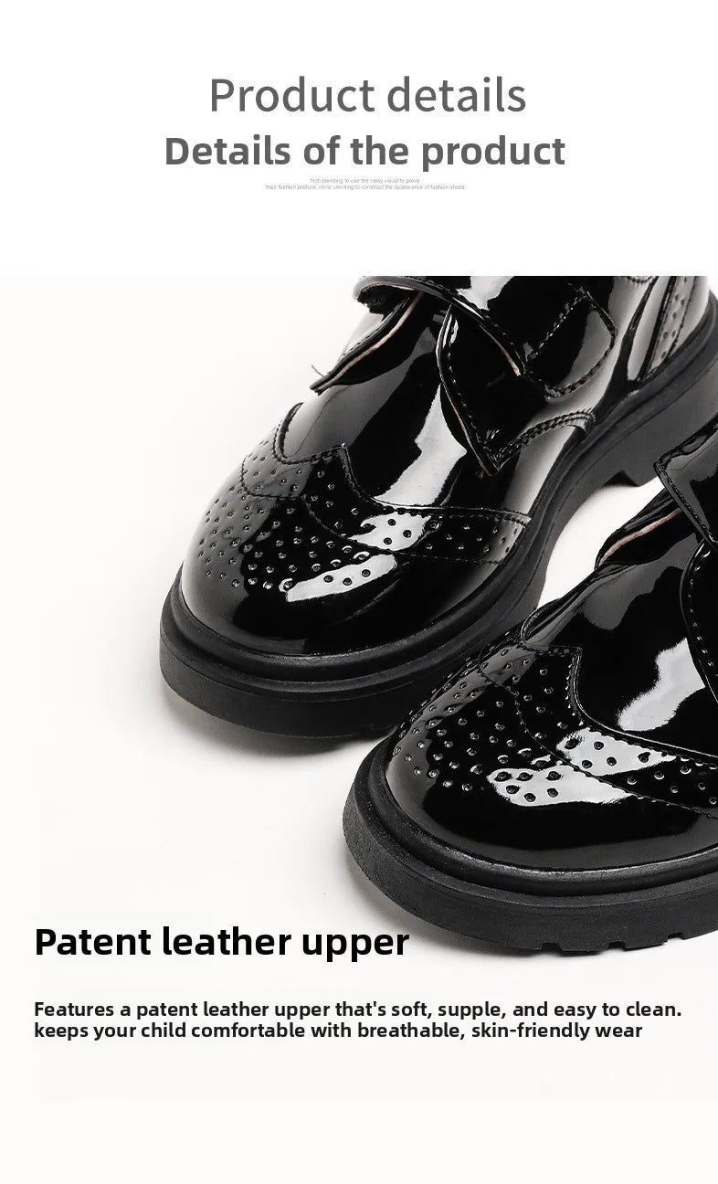 Kids Shoes For Boys Genuine Leather Shoes For Kids Wedding School Show Dress Flats Light Classic Black Children Loafer Moccasins