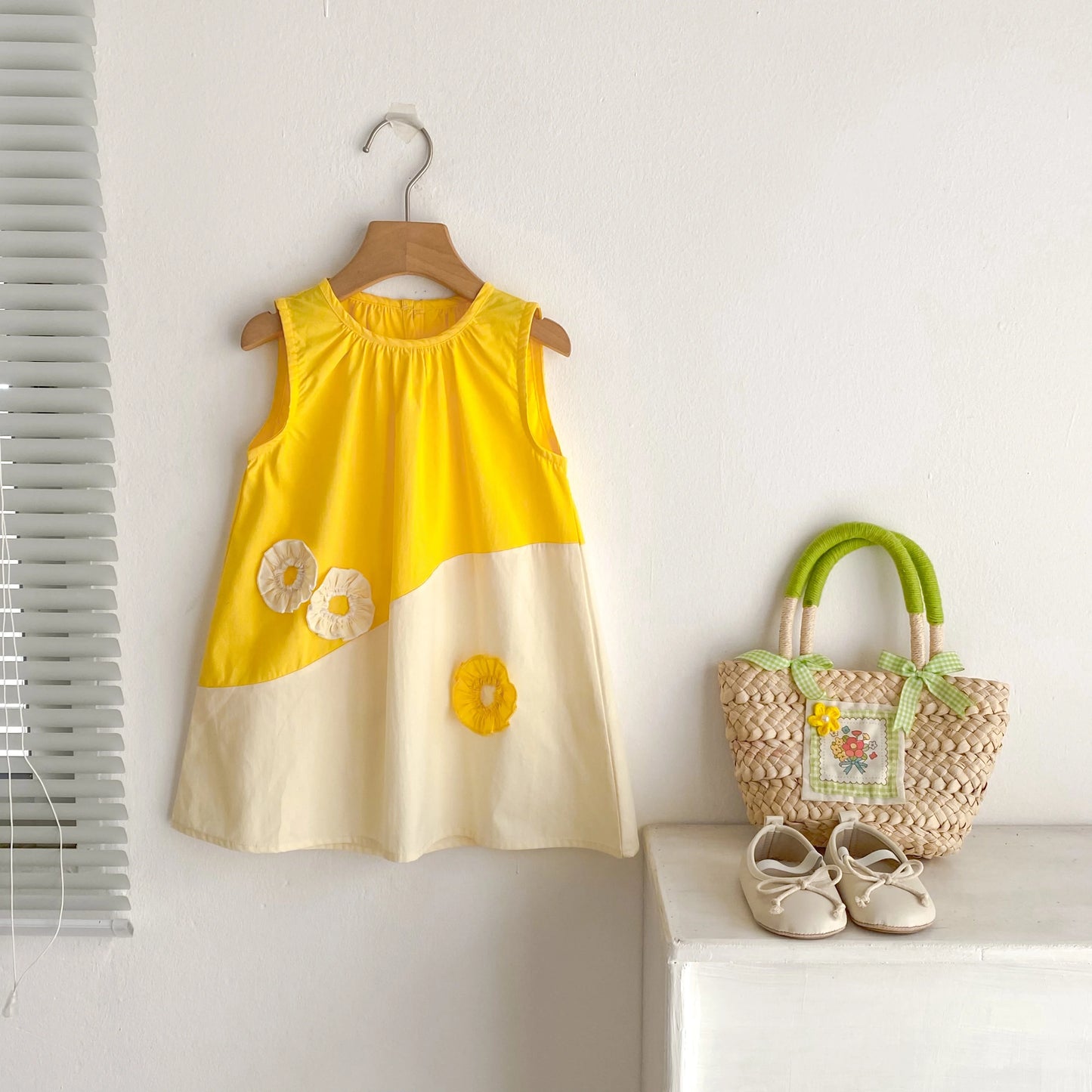 2025 Kids Clothes Summer Cotton Dress Baby Girls Clothes Cartoon Splicing Colors Dresses Children's Clothing Vestidos Cotton