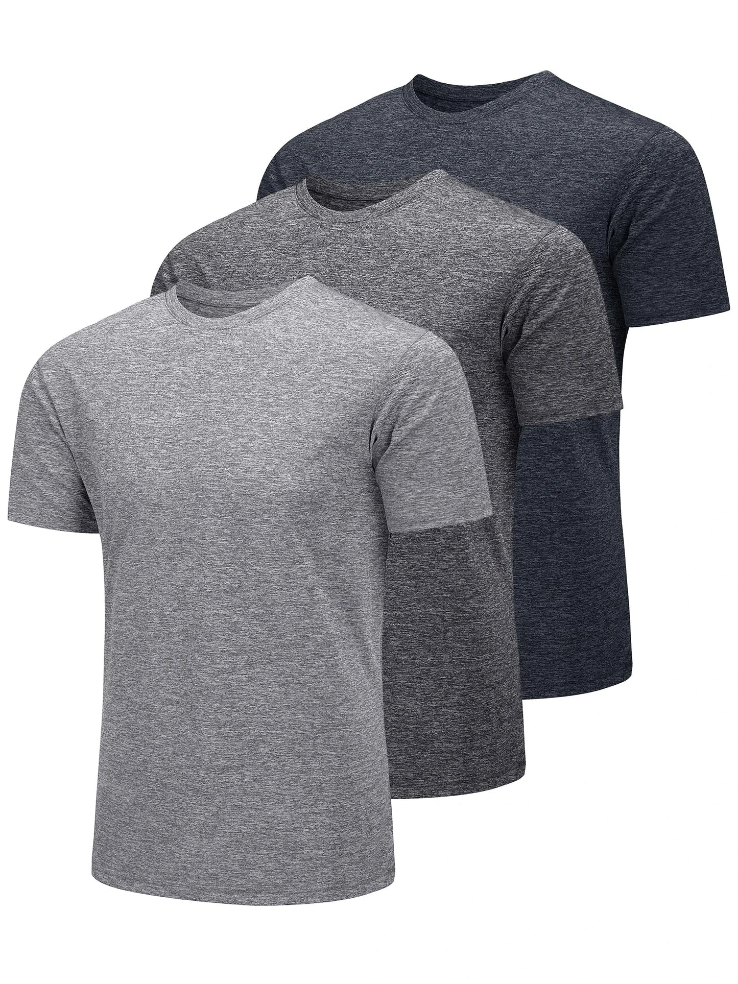 TACVASEN 3 Packs Summer T-shirts Mens Crew Neck Short Sleeve Shirts 3 Pieces/Lot Moisture Wicking Quick Dry Casual Tees Gym Tops