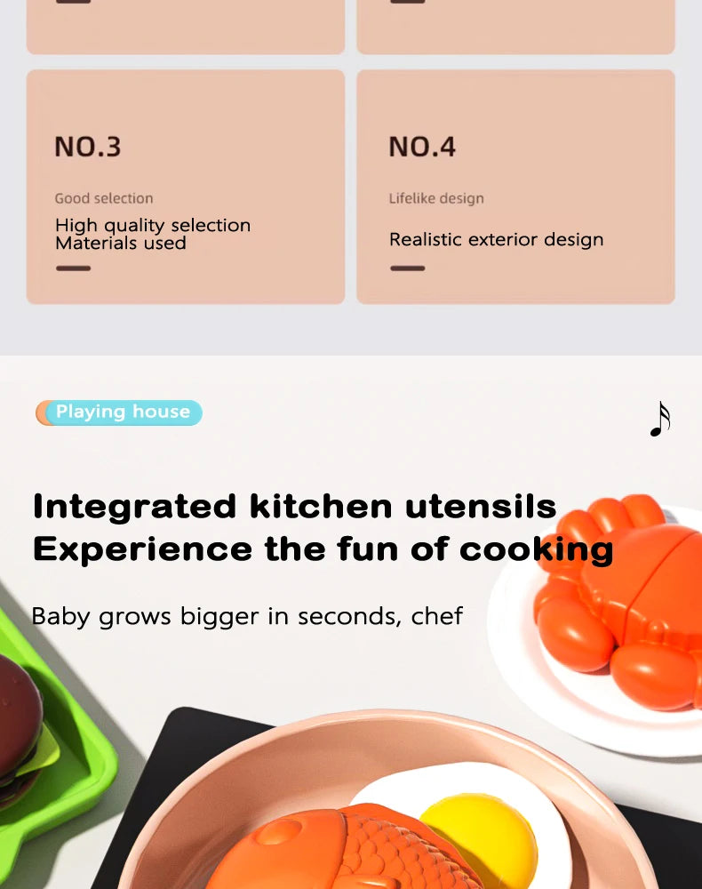 Kids Kitchen Toy Accessories, Pretend Cooking Playset with Play Pots and Pans, Utensils Cookware Toys, Play Food Set, Toy Veget