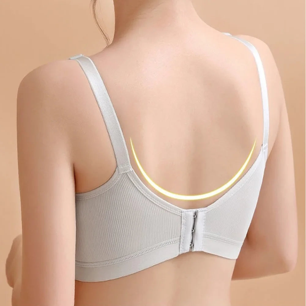 Women Push Up Bra Prevent Sagging Wire Free Bras Breathable Pads Underwear Adjustable Bralette Wireless Gathered Brassiere