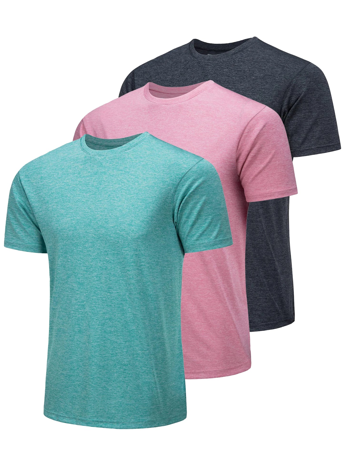 TACVASEN 3 Packs Summer T-shirts Mens Crew Neck Short Sleeve Shirts 3 Pieces/Lot Moisture Wicking Quick Dry Casual Tees Gym Tops