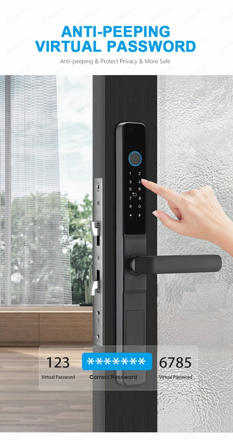 Waterproof Sliding Door Smart Lock TTLock App Alexa Fingerprint Digital Code RFID Card Anti-Lock Aluminum Glass Electronic Lock